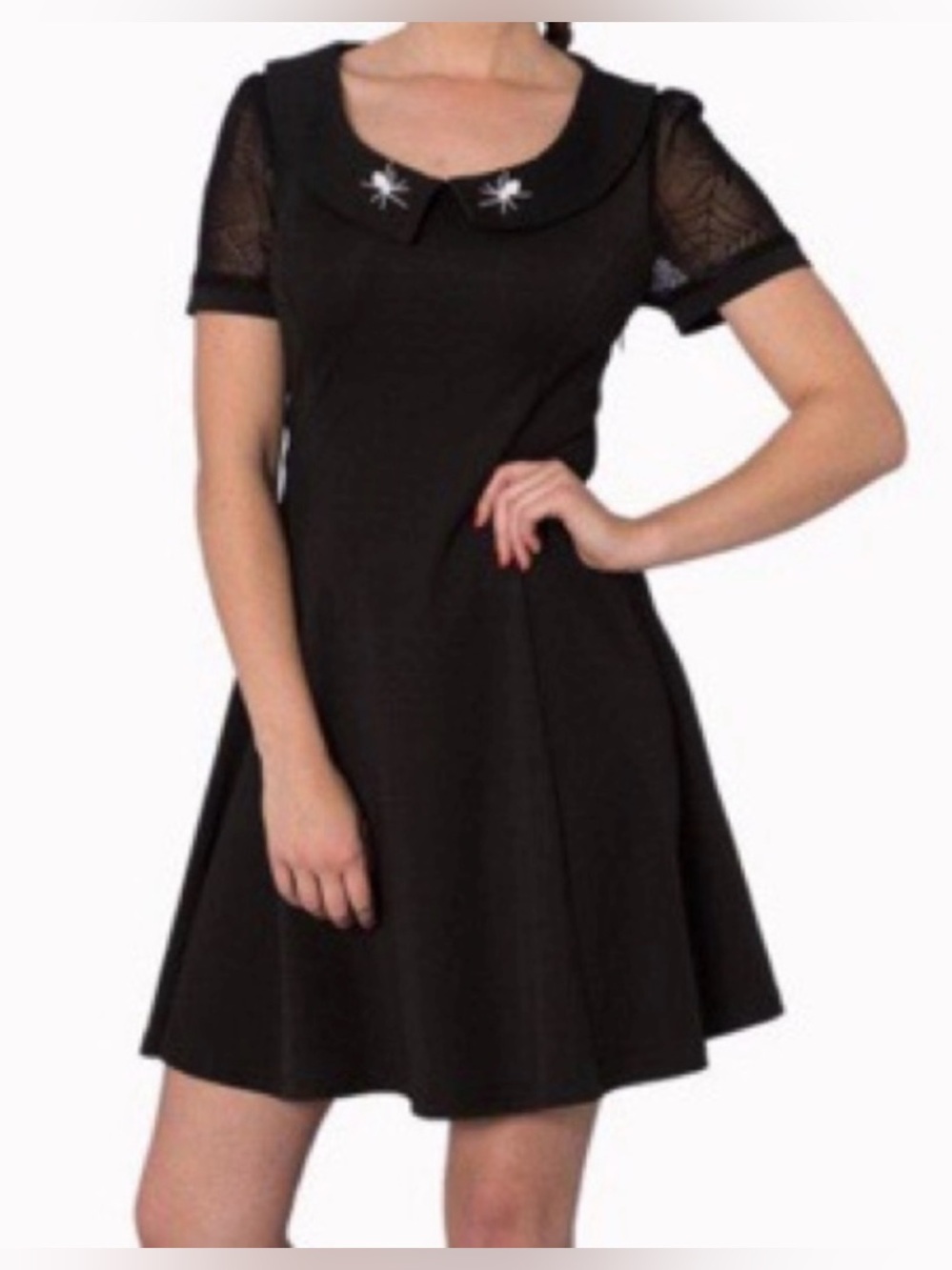 Banned Black Spider Web  Lace-Up Corset Detail Mini Dress size S